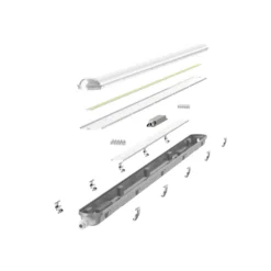 Noxion LED Allmänbruksarmatur Vattentät Poseidon V2.0 43W 6000lm - 840 Kallvit | 150cm - Kabelgenomföring (5x2.5mm2) - Dali Dimbar