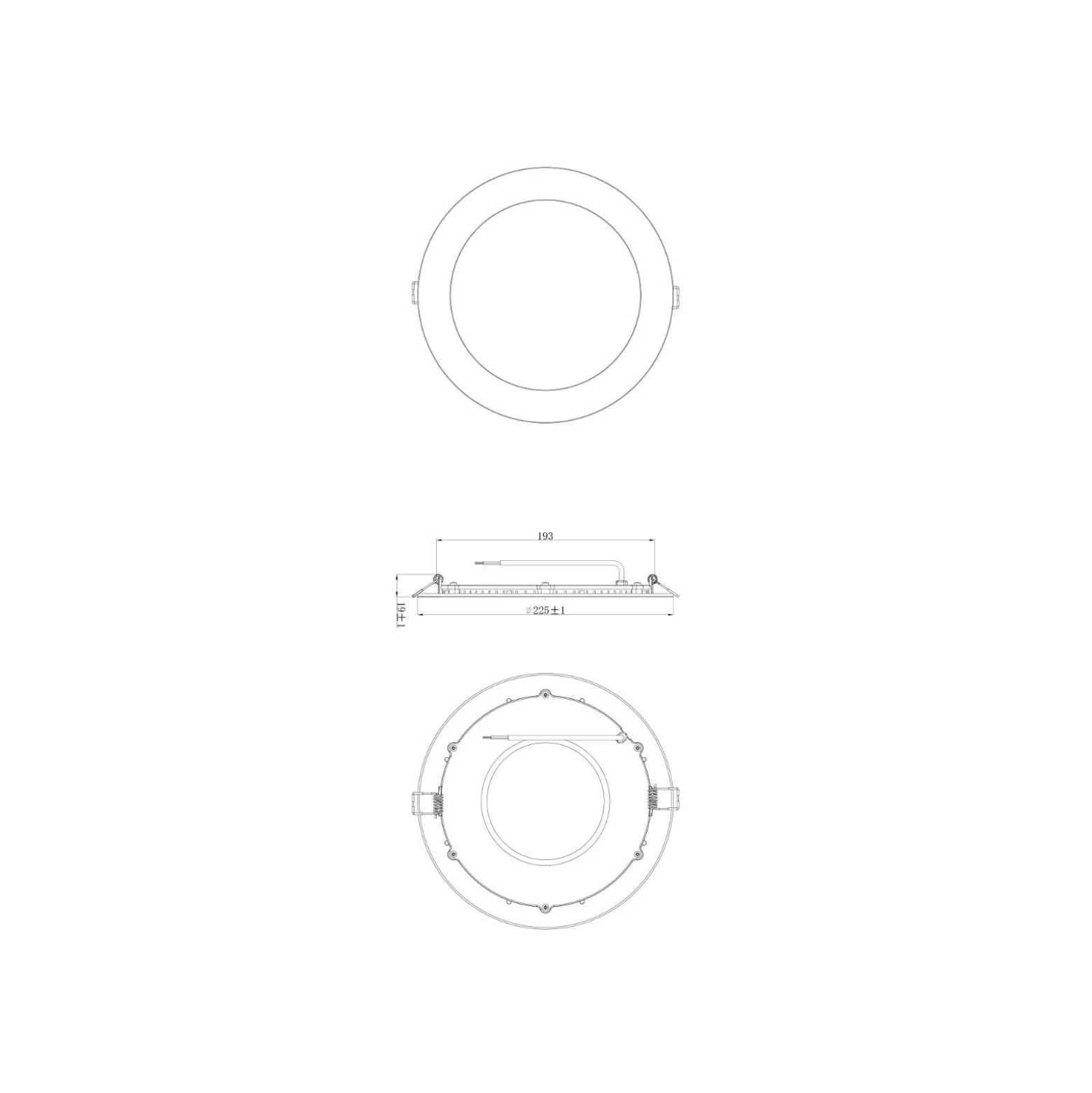 Noxion LED Downlight Slim V2.0 20W 2000lm 120D - 840 Kallvit | 225mm - Utskärning 200mm - IP44 - 3 Timmar Nödbelysning