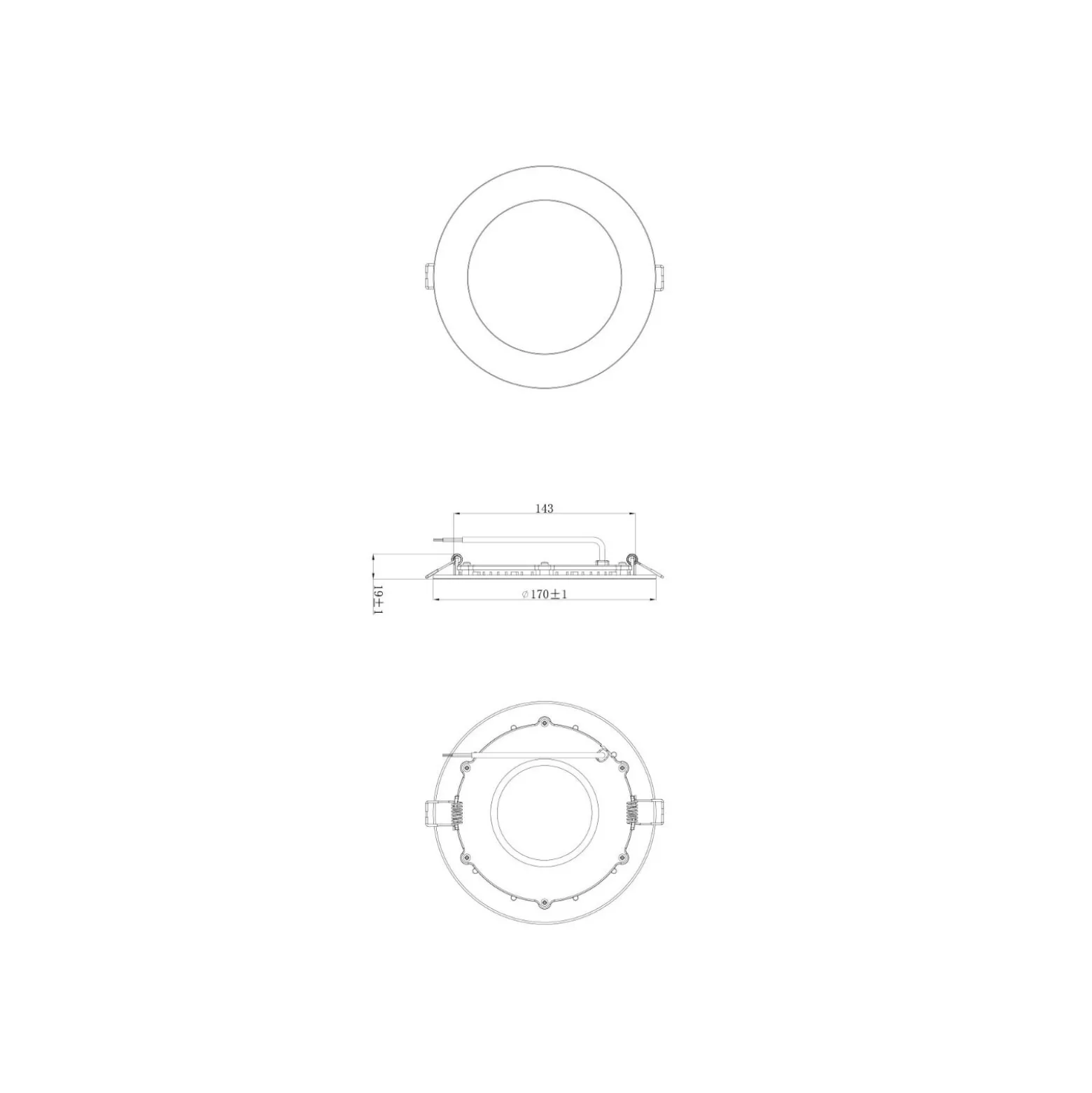 Noxion LED Downlight Slim V2.0 12W 1200lm 120D - 840 Kallvit | 170mm - Utskärning 150mm - IP44 - Dali Dimbar