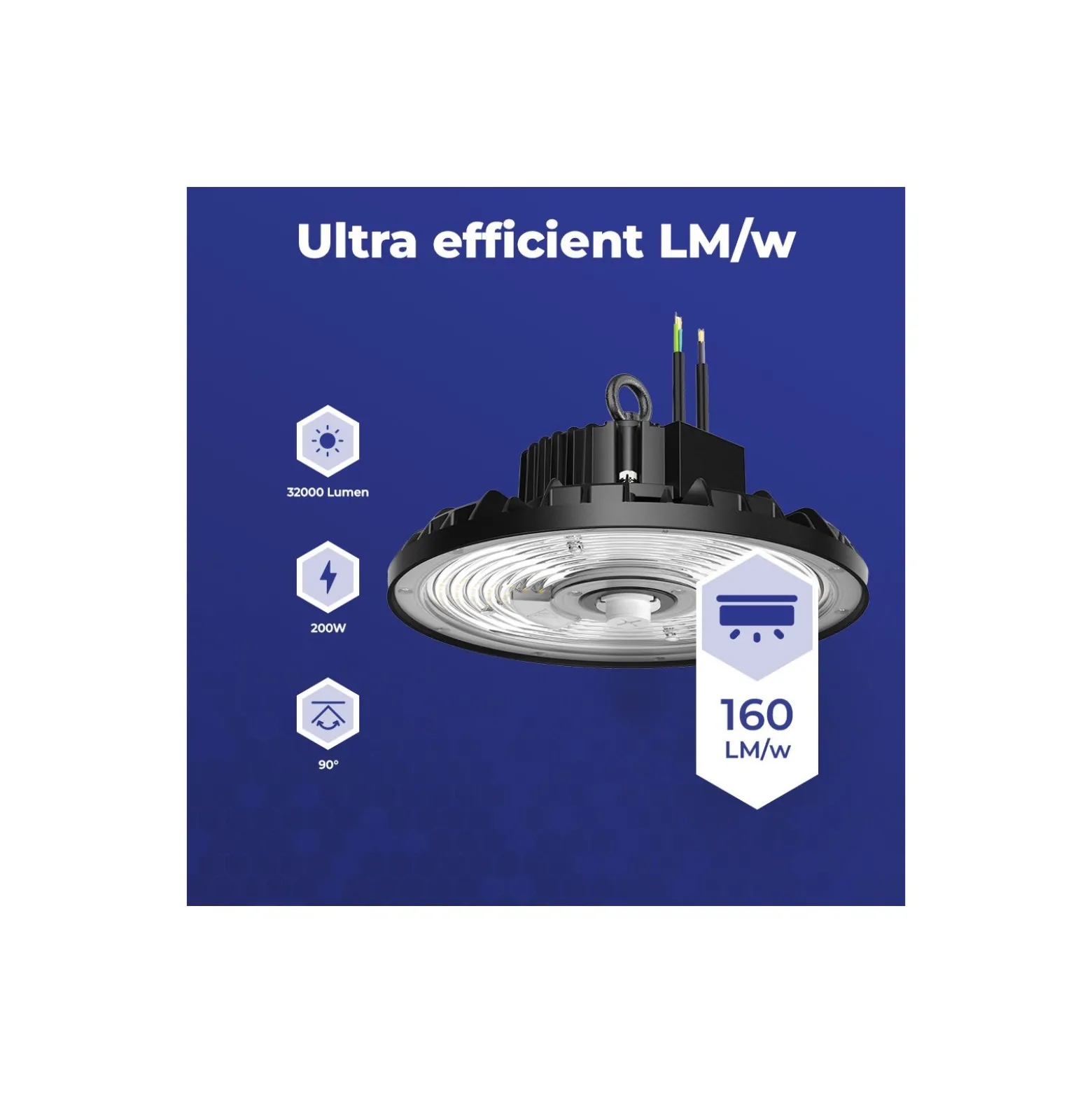 Noxion LED Highbay Ecowhite V2.0 200W 32000lm 90D - 840 Kallvit | IP65 - 1-10V Dimbar
