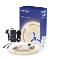 Noxion Led-Ljusslingor Naga 5 Meter Komplett set - Smart Wifi - 24V - 120LEDs/m - 9.6W/m - 930 Varm Vit | 8mm - IP20 - Bästa Färgåtergivning - SMD2835