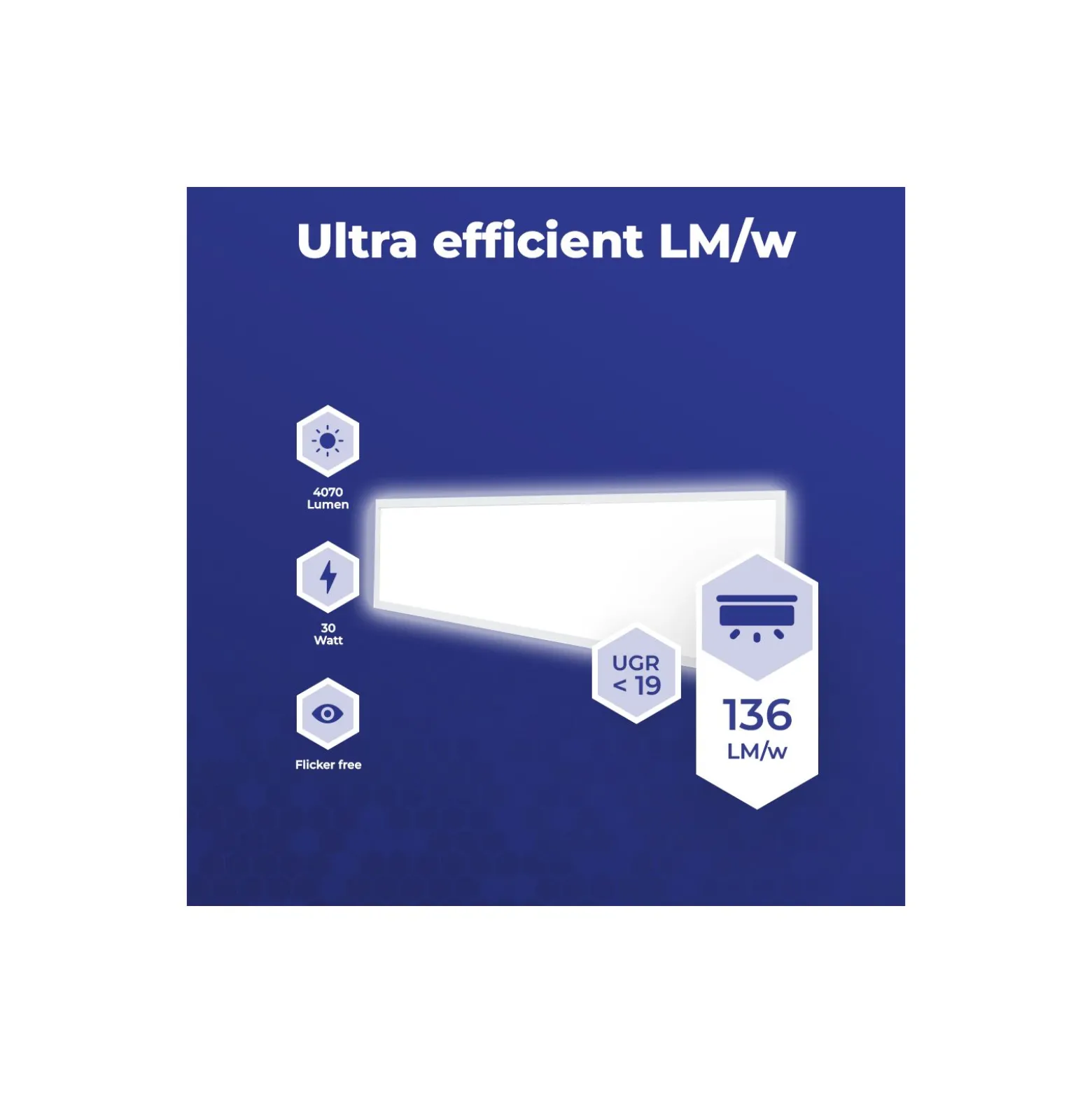 Noxion LED Panel Delta Pro V3 30W 4070lm - 840 Kallvit | 120x30cm - UGR <19 - Philips Xitanium Drivdon