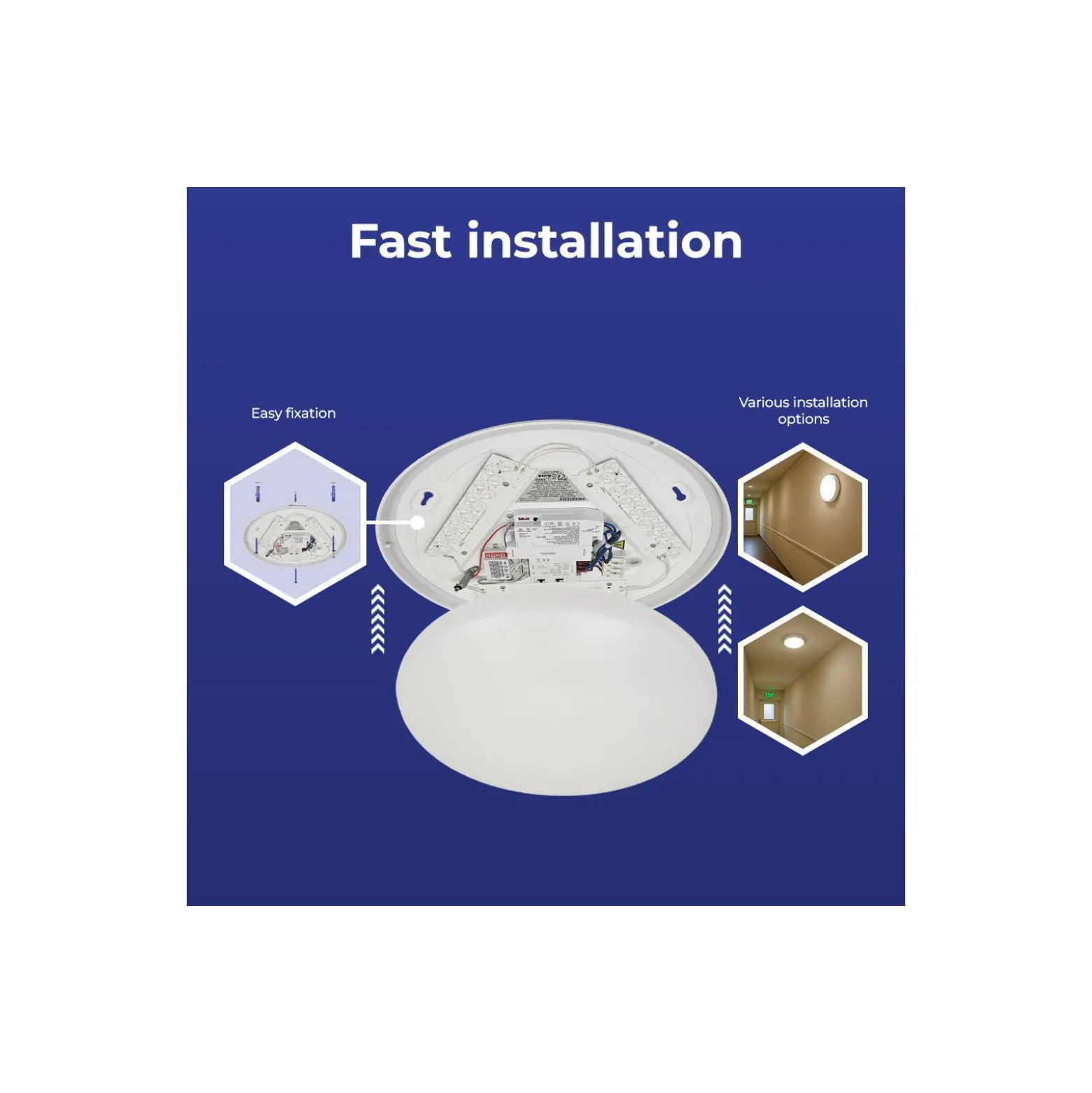 Noxion LED Plafond Corido V2 Vit 12/16/20W 2000lm 830-840-865 CCT | IP44 - Rörelse- och Ljussensor - Nöd 3H