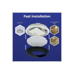 Noxion LED Plafond Pro V2 12/16/20W 2400lm - 830-840-865 CCT | 325mm - IP65 - Rörelse- och Ljussensor + Ögonlock Ring Svart
