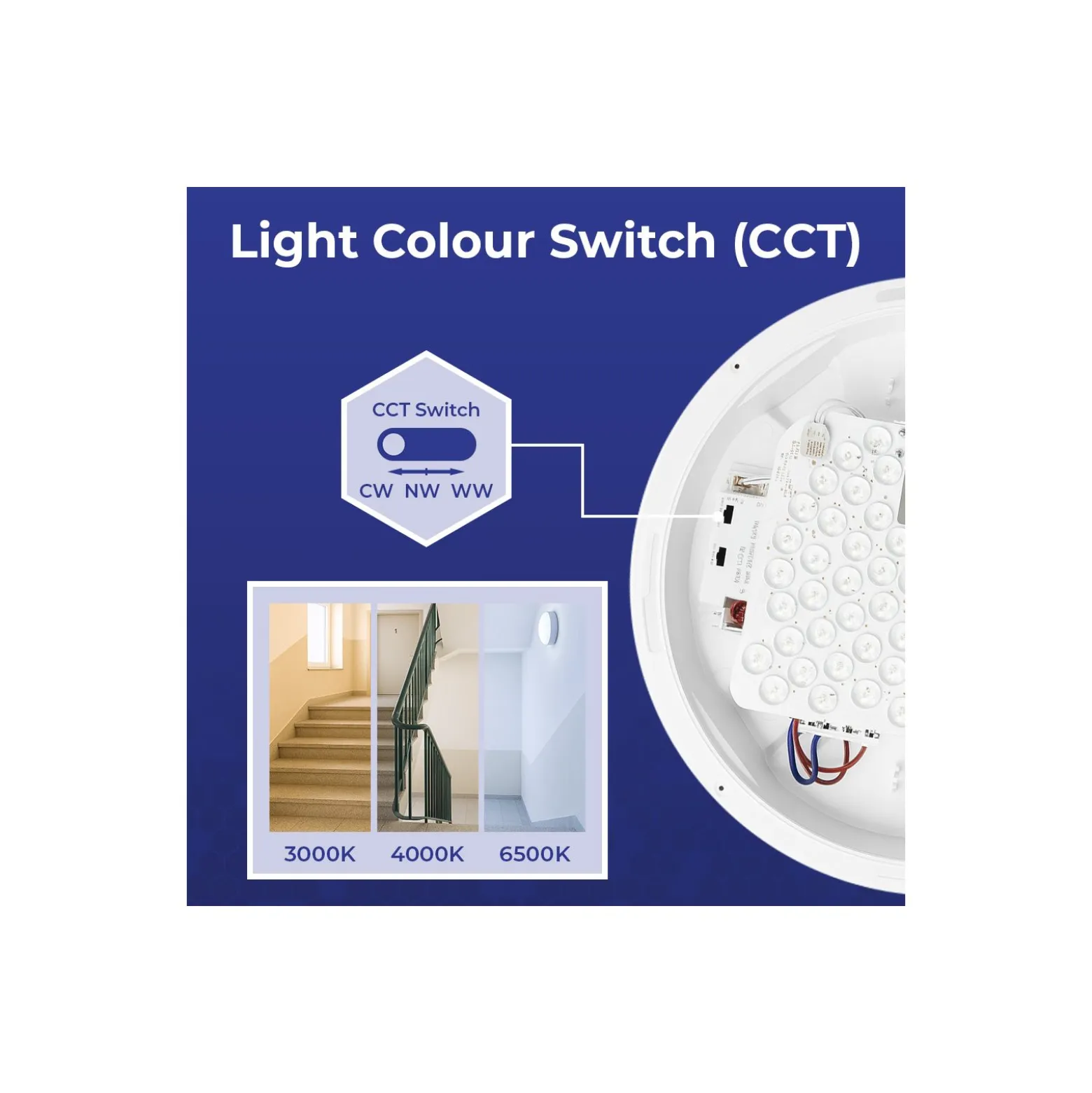 Noxion LED Plafond Pro V2 12/16/20W 2400lm - 830-840-865 CCT | 325mm - IP65 + Ögonlock Ring Vit