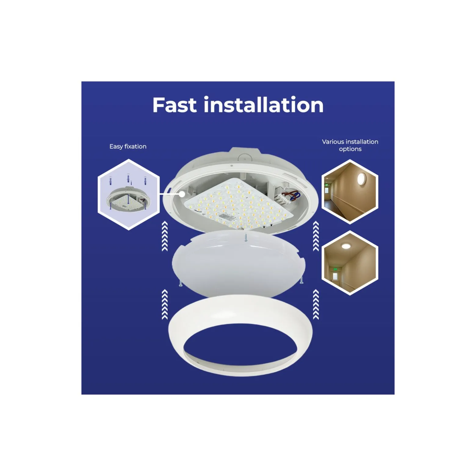 Noxion LED Plafond Pro V2 12/16/20W 2400lm - 830-840-865 CCT| 325mm - IP65 - Rörelse- och Ljussensor - 3 Timmar Nödbelysning + Ring Vit