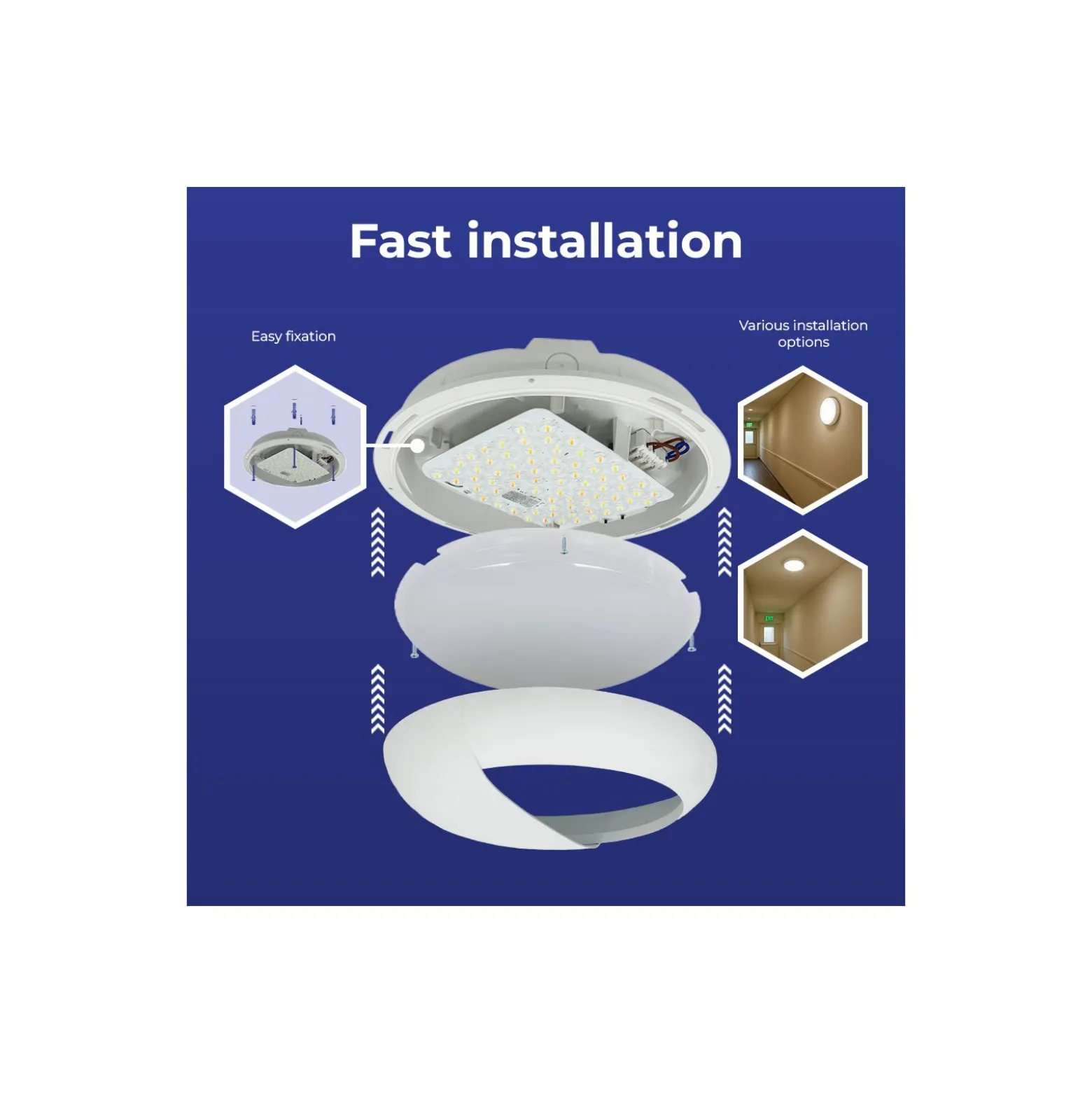 Noxion LED Plafond Pro V2 12/16/20W 2400lm - 830-840-865 CCT | 325mm - IP65 - 3 Timmar Nödbelysning + Ögonlock Ring Vit