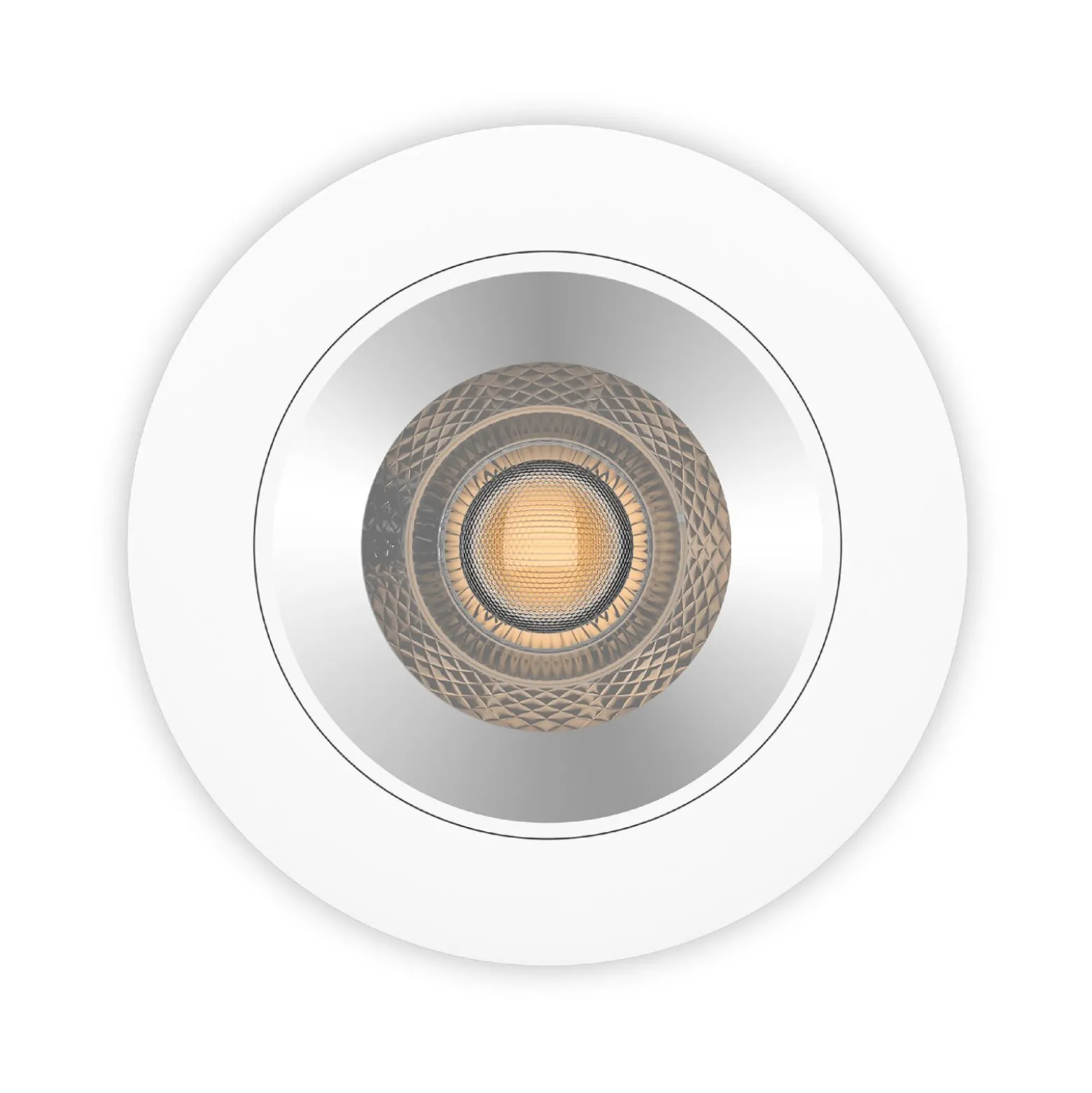 Noxion LED Spot Ares Djup ring Vit - med Inre Ring Silver | Utskärning 68mm - incl. GU10 Fitting