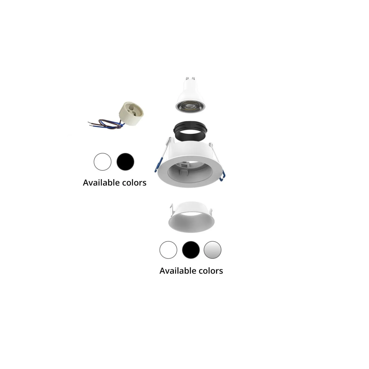 Noxion LED Spot Ares Djup ring Vit - med Inre Ring Svart | Utskärning 68mm - incl. GU10 Fitting