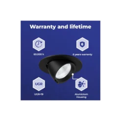 Noxion LED Spot Forza V2 Aluminium Svart 28W 3300lm 36D - 930-940-957 CCT | 160mm - Utskärning 145mm - Bästa Färgåtergivning