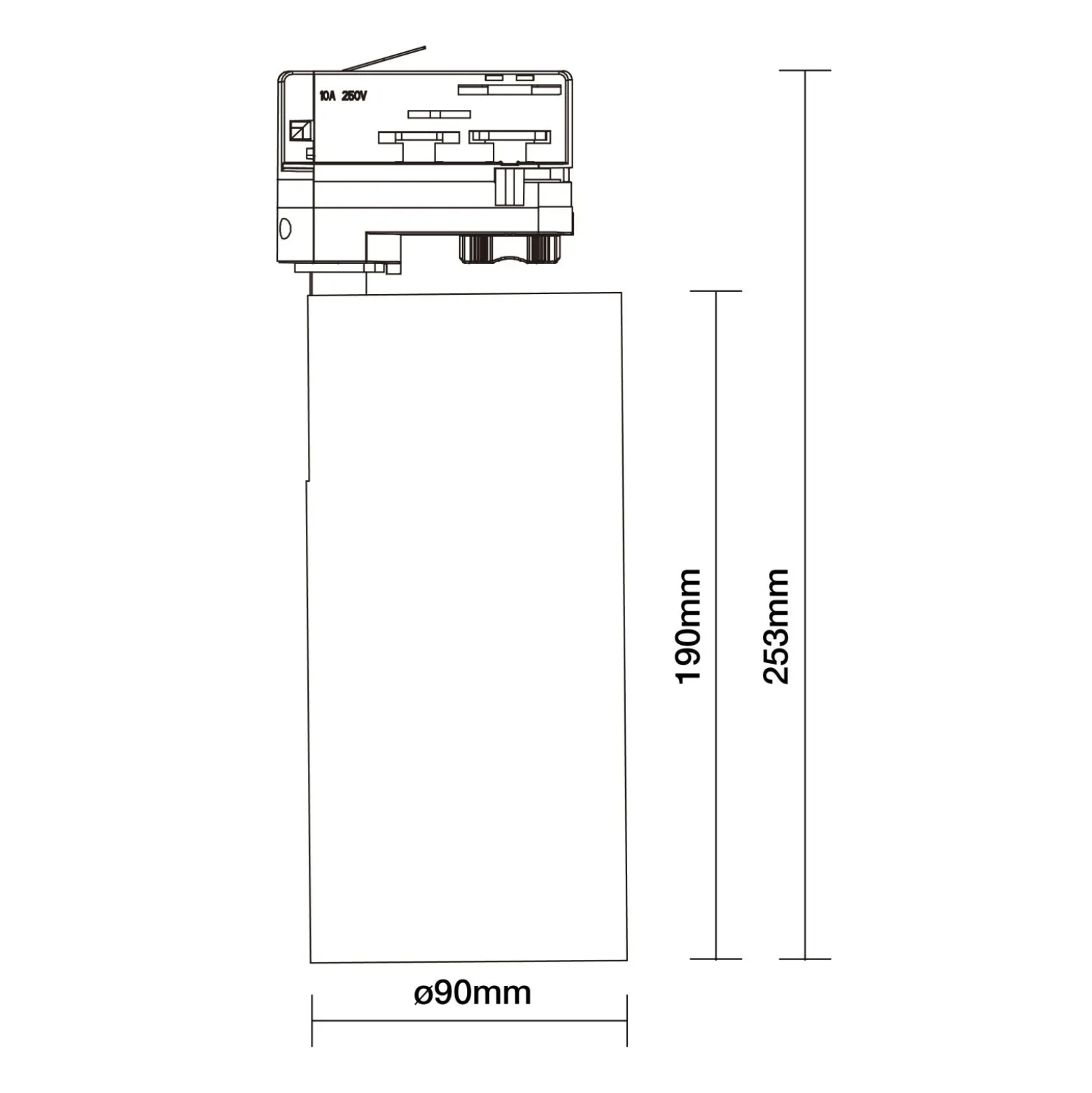 Noxion LED Spårbelysning 3-Fas Ecowhite Aluminium Svart 30W 2960lm 36D - 830 Varm Vit | UGR <19