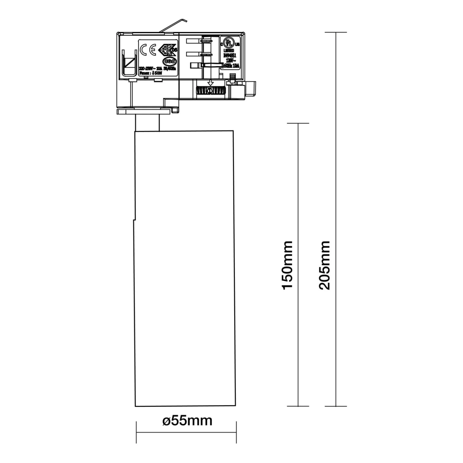 Noxion LED Spårbelysning 3-Fas Ecowhite Aluminium Vit 10W 920lm 36D - 840 Kallvit