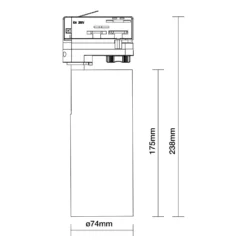 Noxion LED Spårbelysning 3-Fas Ecowhite Aluminium Svart 20W 2060lm 36D - 840 Kallvit | UGR <19