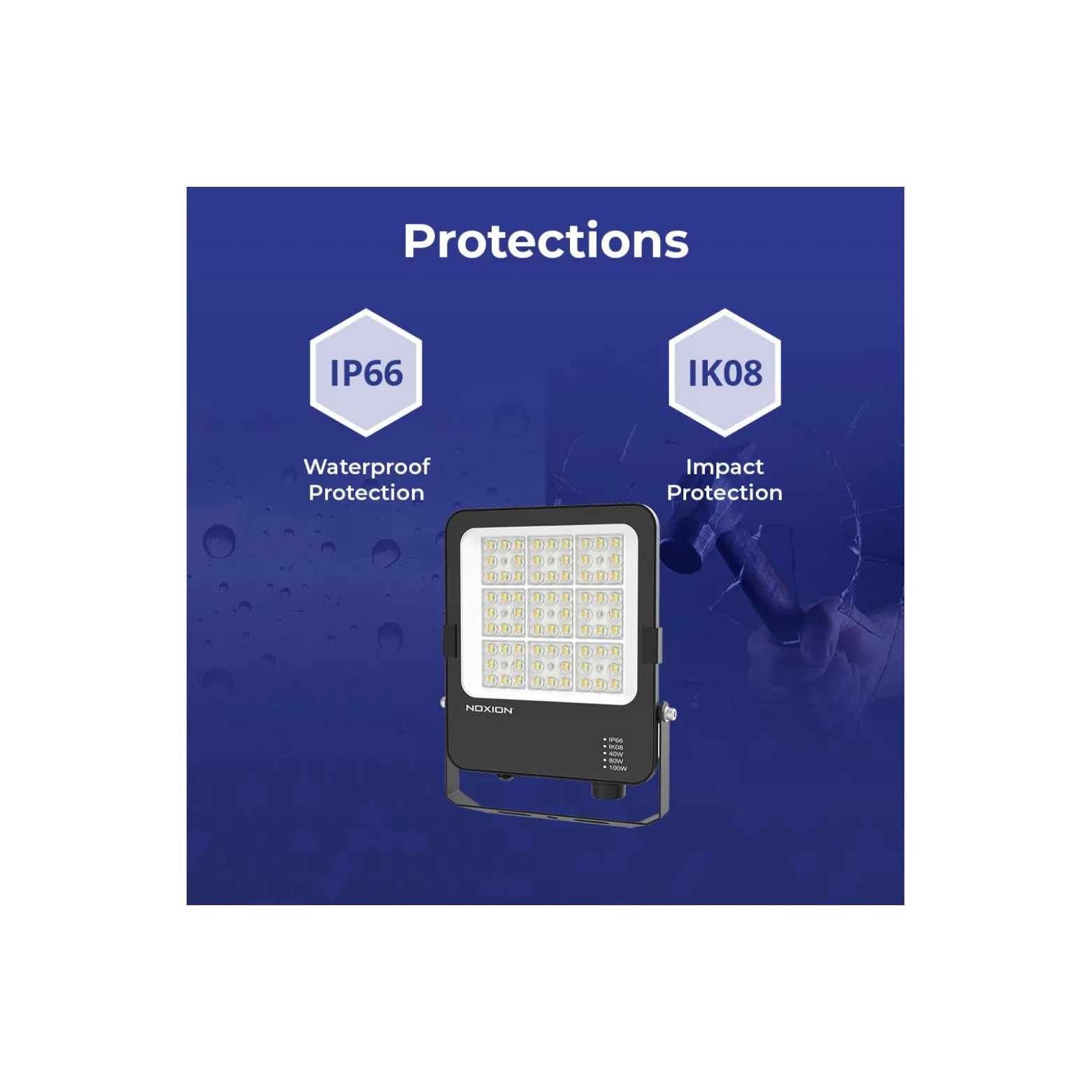 Noxion LED Strålkastare Beam V2.0 80W 11200lm 90D - 830-840-865 CCT | IP66 – Symmetrisk