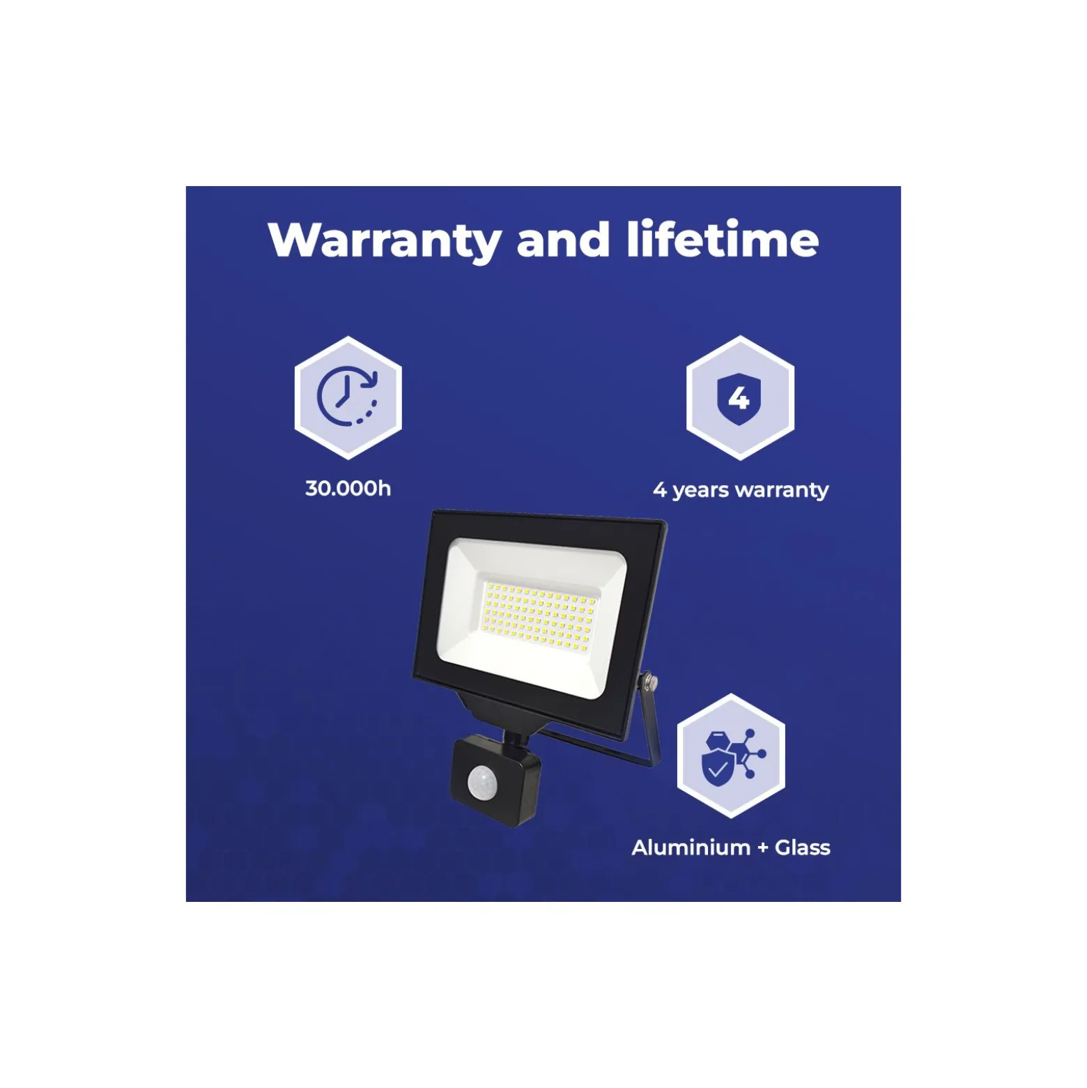 Noxion LED Strålkastare Beamy G3 50W 5500lm 110D - 830 Varm Vit | IP44 - Rörelse- och Ljussensor - Symmetrisk