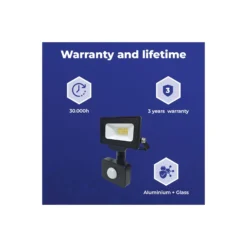 Noxion LED Strålkastare Beamy G3.1 Svart 10W 1100lm 100D - 830 Varm Vit | IP44 - Rörelse- och Ljussensor - Symmetrisk