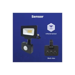 Noxion LED Strålkastare Beamy G3.1 Svart 10W 1100lm 100D - 830 Varm Vit | IP44 - Rörelse- och Ljussensor - Symmetrisk