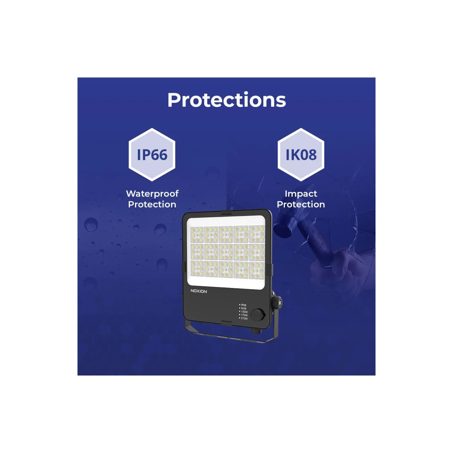 Noxion LED Strålkastare ProBeam V2.0 133-210W 17300-29400lm 60D - 830-840-865 CCT | IP66 - Asymmetrisk Type II