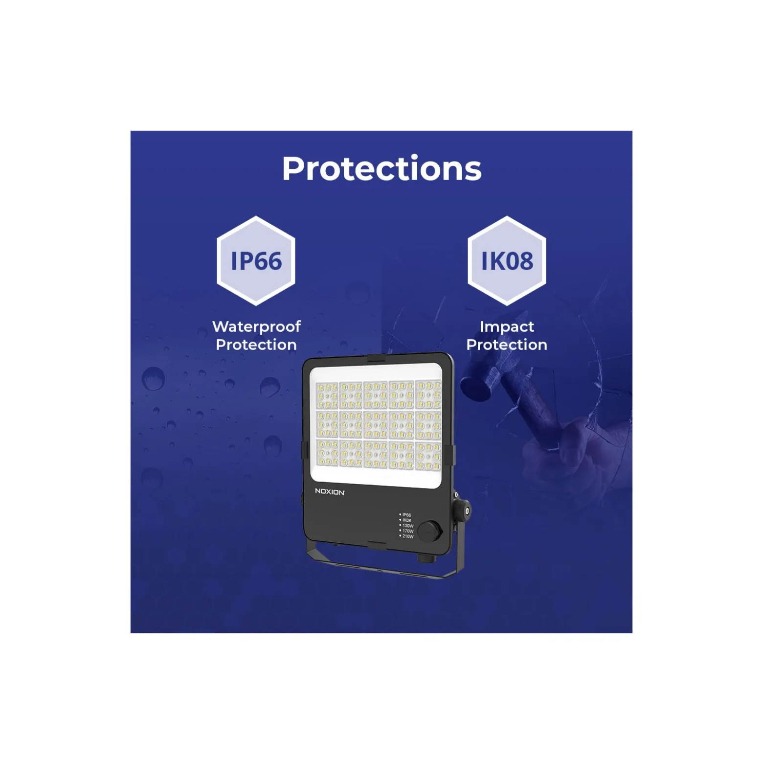 Noxion LED Strålkastare ProBeam V2.0 130W 18200lm 60D - 830-840-865 CCT | IP66 - Symmetrisk