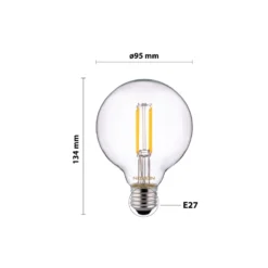 Noxion Lucent Filament LED E27 Globe Klar 7W 806lm - 827 Extra Varm Vit | Dimbar - Ersättare 60W