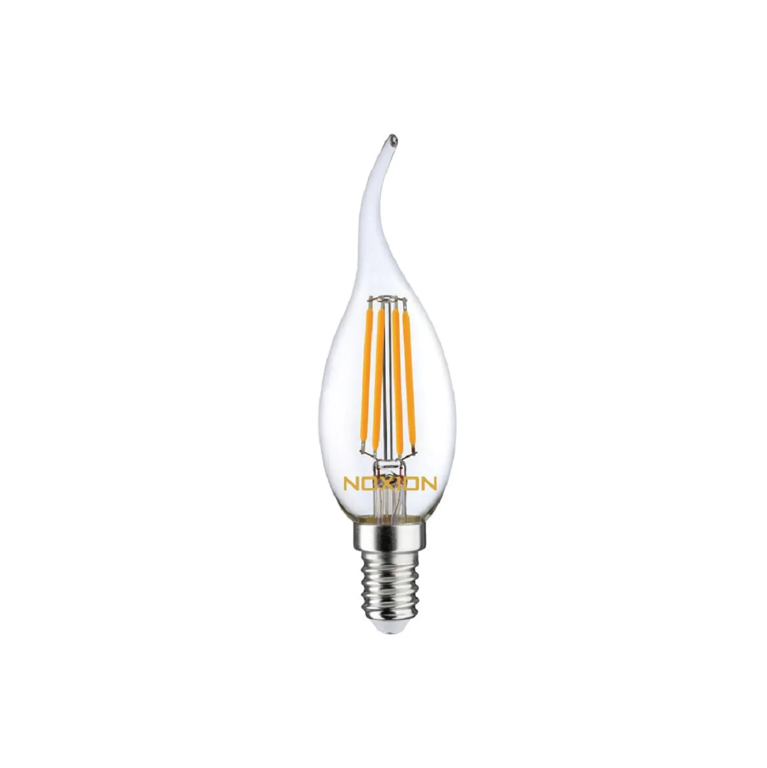 Noxion Lucent LED E14 Bøyd spiss Kronljus Filament Klar 4.5W 470lm - 827 Extra Varm Vit | Dimbar - Ersättare 40W