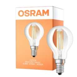 Osram Classic LED E14 Boll Filament Klar 4.8W 470lm - 840 Kallvit | Dimbar - Ersättare 40W