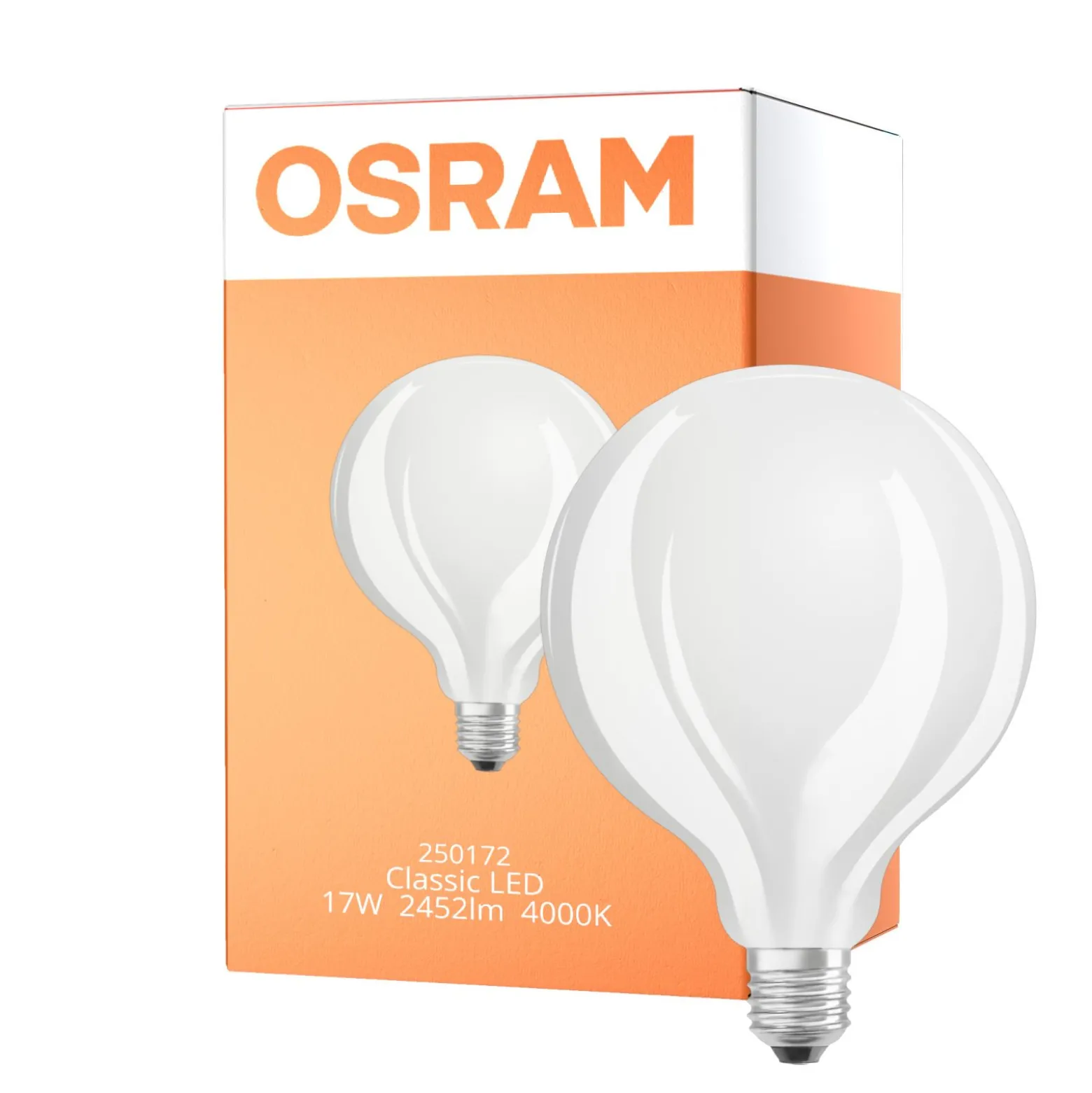 Osram Classic LED E27 Globe Filament Matt 17W 2452lm - 840 Kallvit | Ersättare 150W
