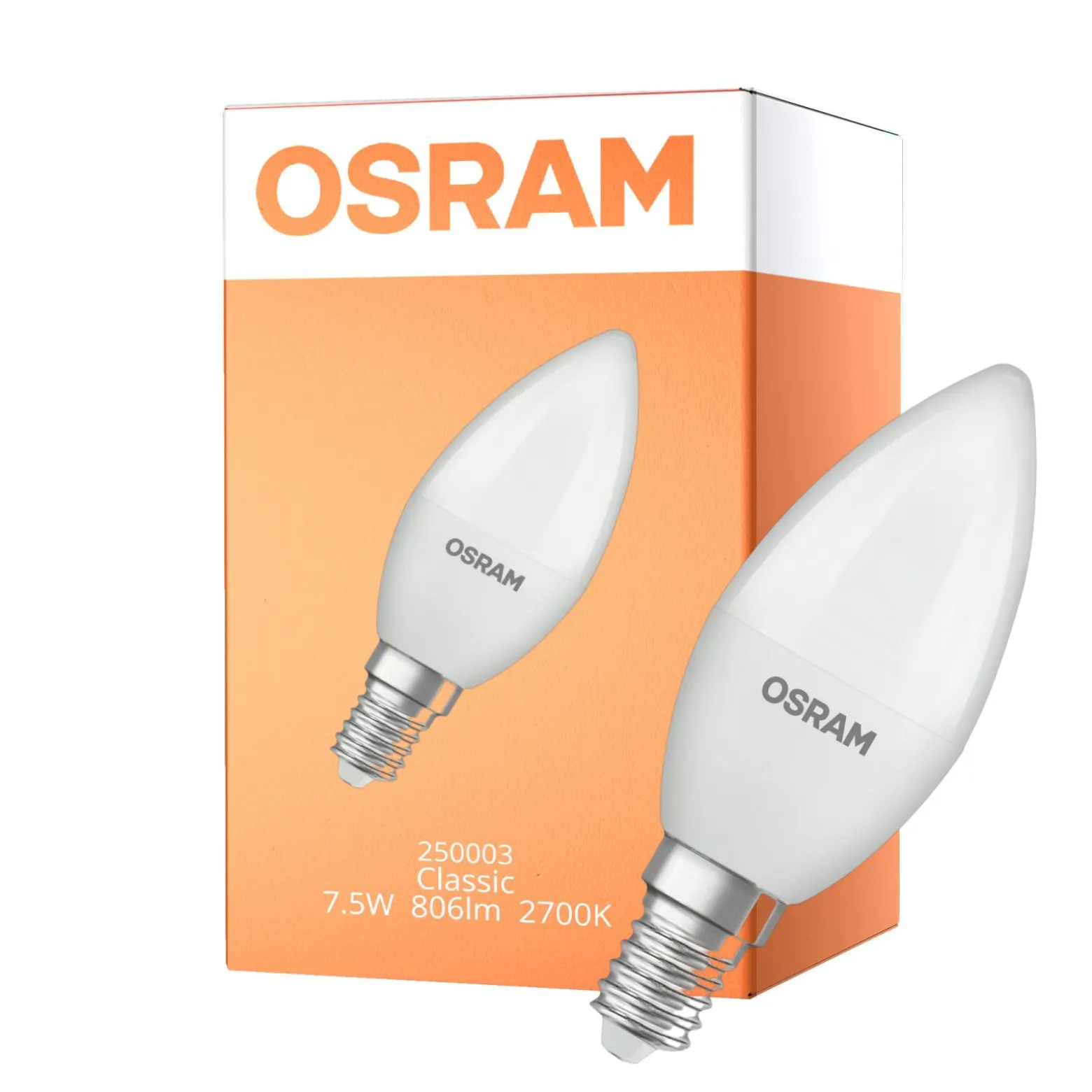 Osram Classic LED E14 Kronljus Matt 7.5W 806lm - 827 Extra Varm Vit | Ersättare 60W