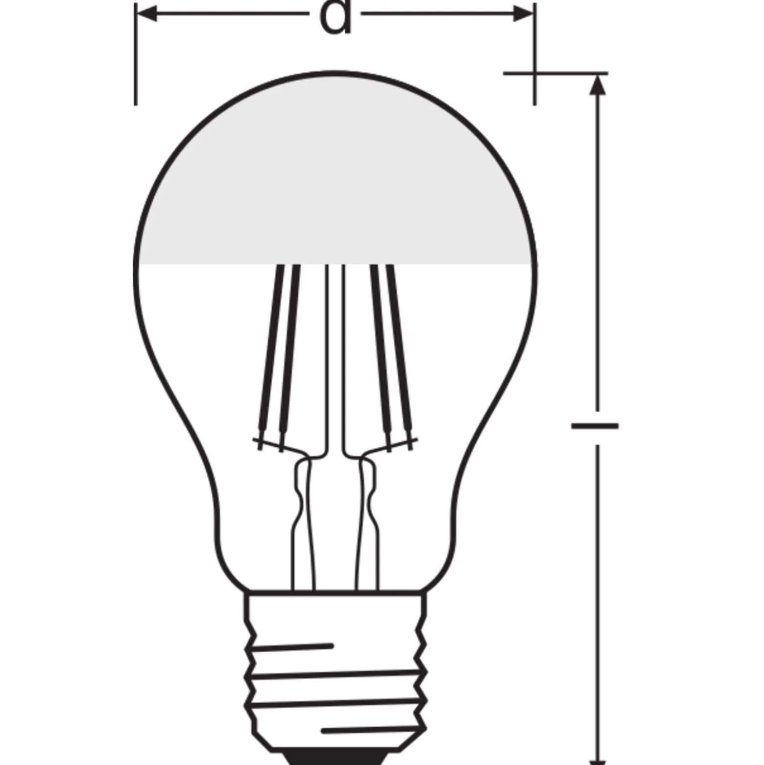 Osram Classic LED E27 Päron Filament Mirror Silver 4W 400lm - 827 Extra Varm Vit | Ersättare 35W