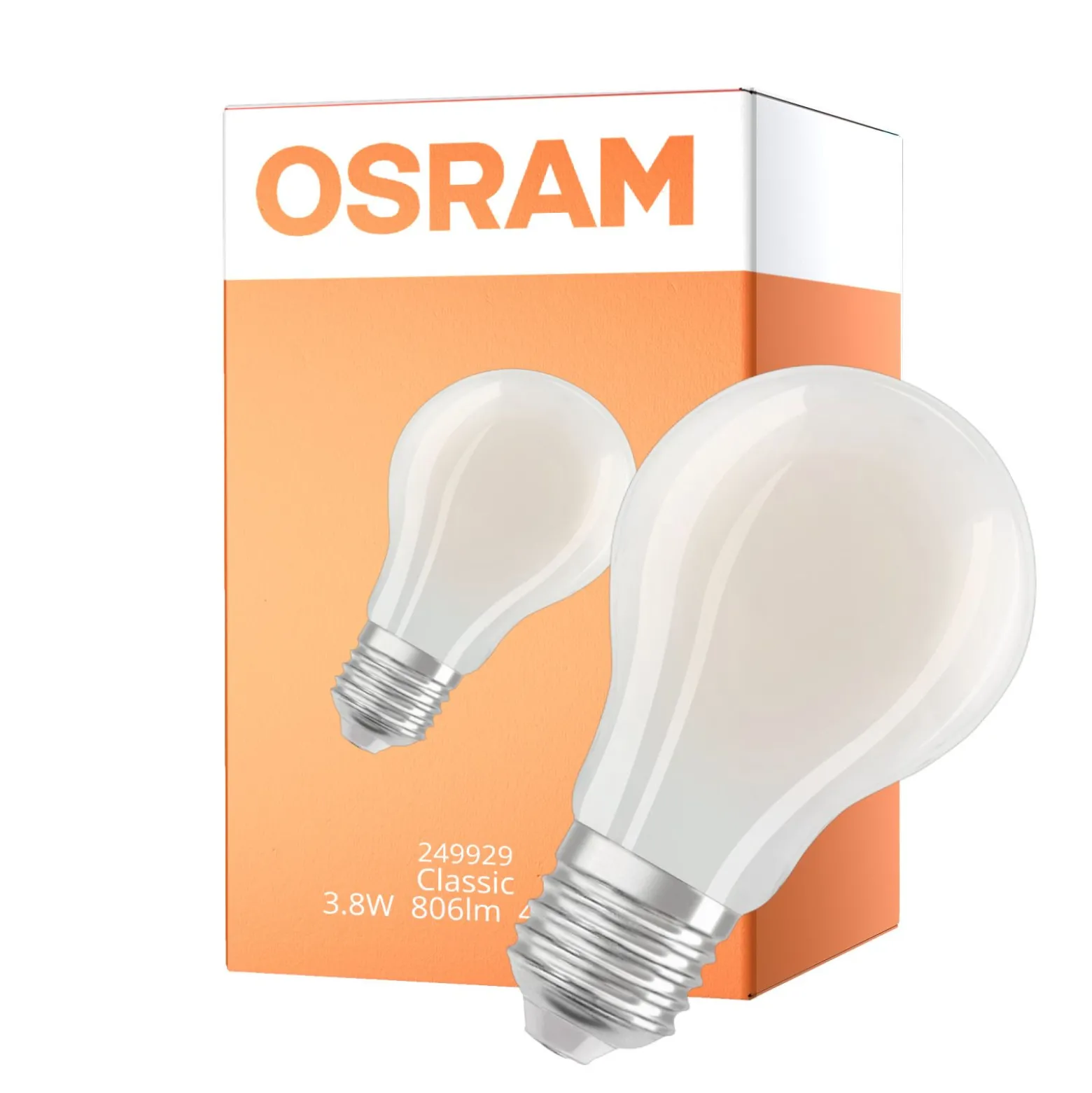 Osram Classic LED E27 Päron Filament Matt 3.8W 806lm - 840 Kallvit | Dimbar - Ersättare 60W