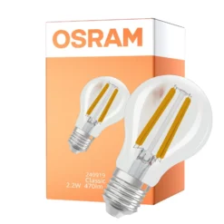 Osram Classic LED E27 Päron Filament Klar 2.2W 470lm - 840 Kallvit | Dimbar - Ersättare 40W