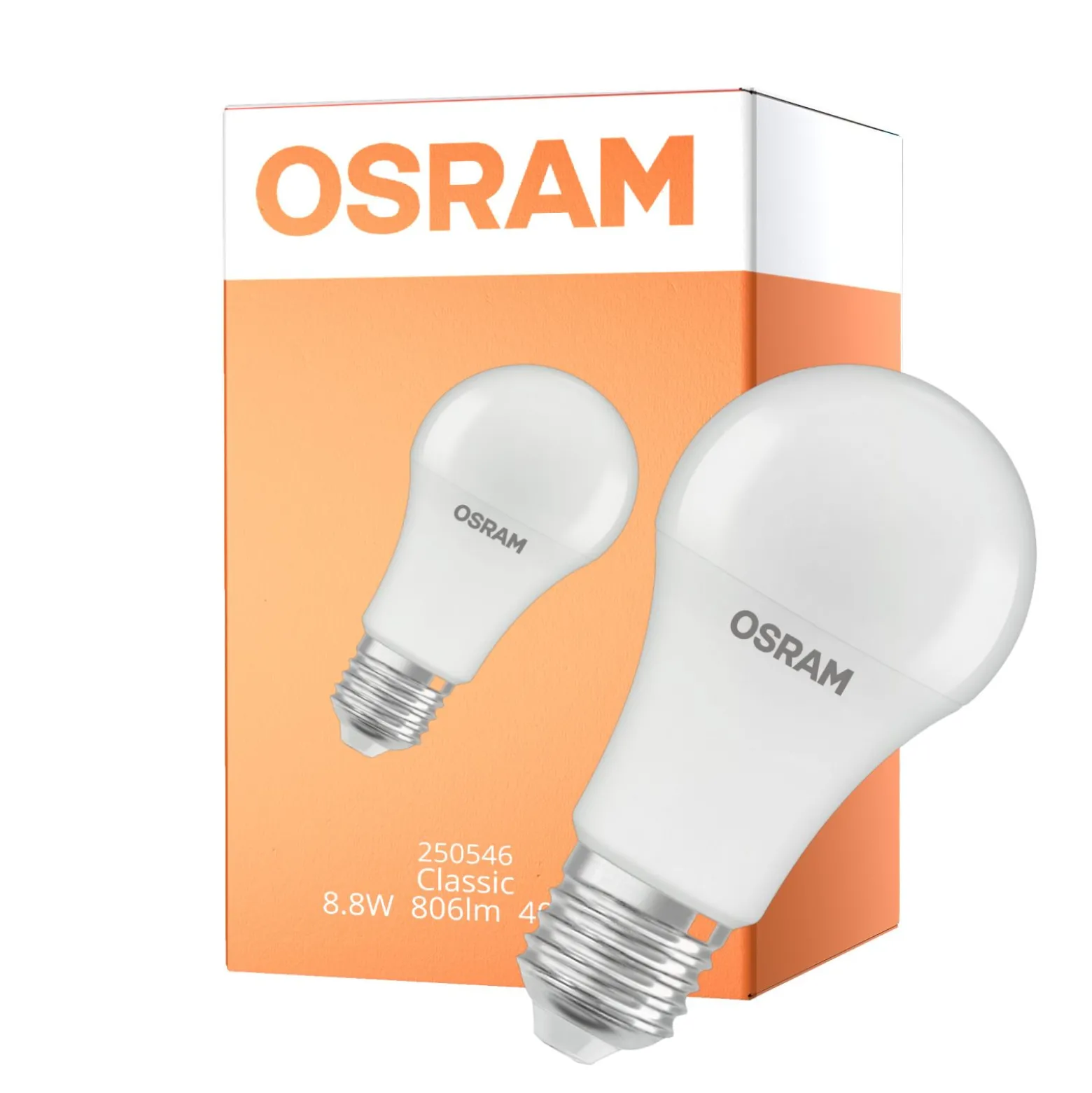 Osram Classic LED E27 Päron Matt 8.8W 806lm - 840 Kallvit | Rörelse- Och Ljussensor - Ersättare 60W