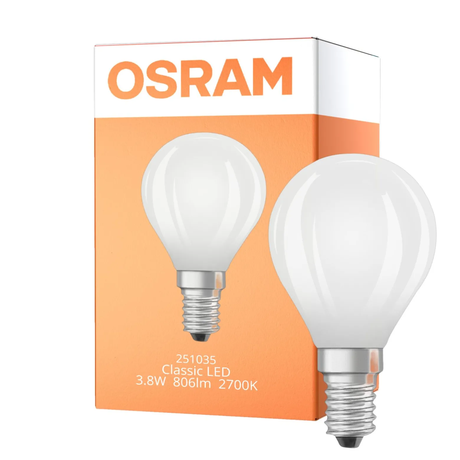 Osram LED Classic LED E14 Päron Filament Matt 3.8W 806lm - 827 Extra Varm Vit | Ersättare 60W