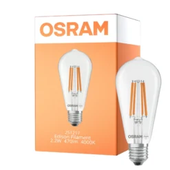 Osram LED Lamps E27 Edison Filament Klar 2.2W 470lm - 840 Kallvit | Ersättare 40W