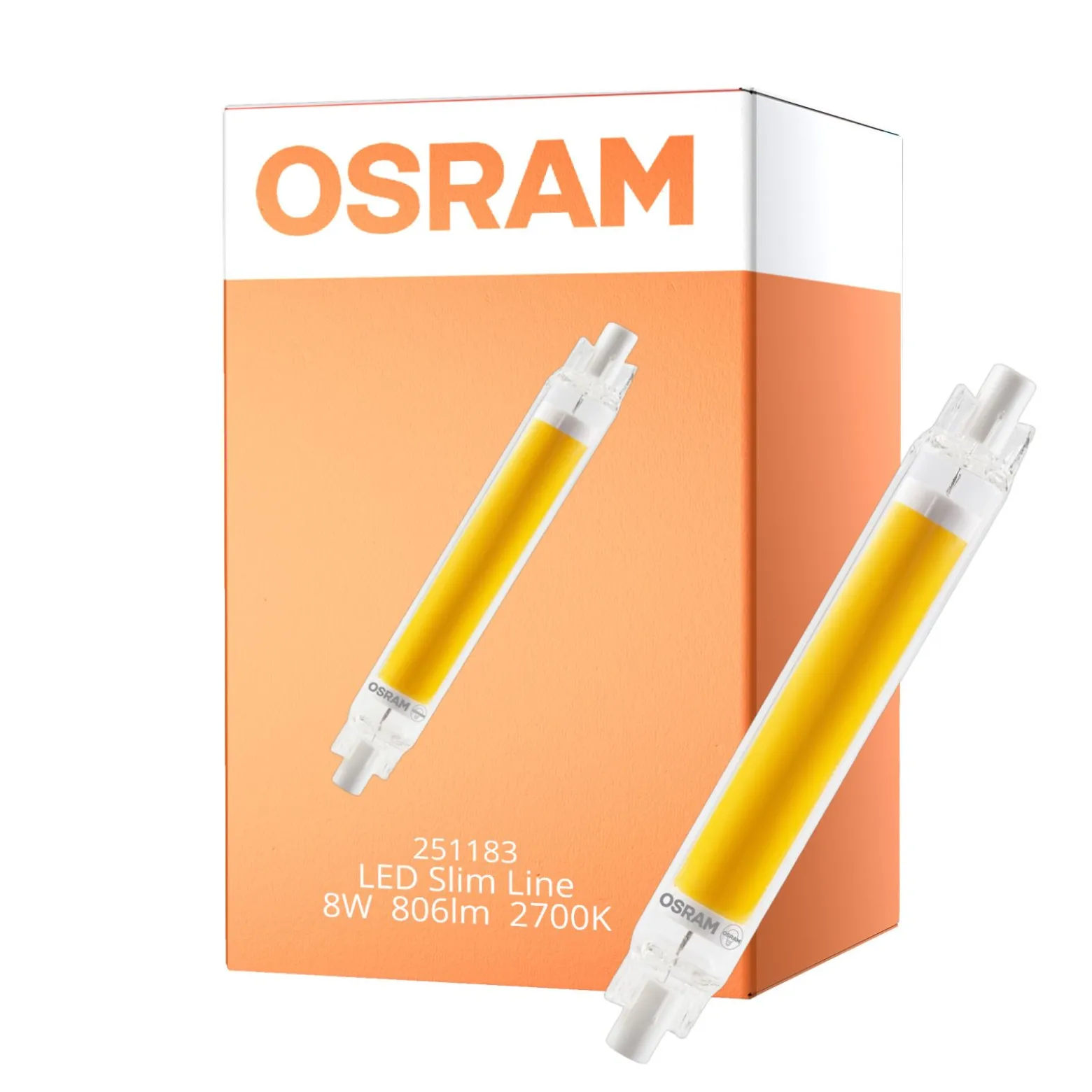 Osram LED Slim Line R7S LED R7S 118mm Klar 8W 806lm - 827 Extra Varm Vit | Ersättare 60W