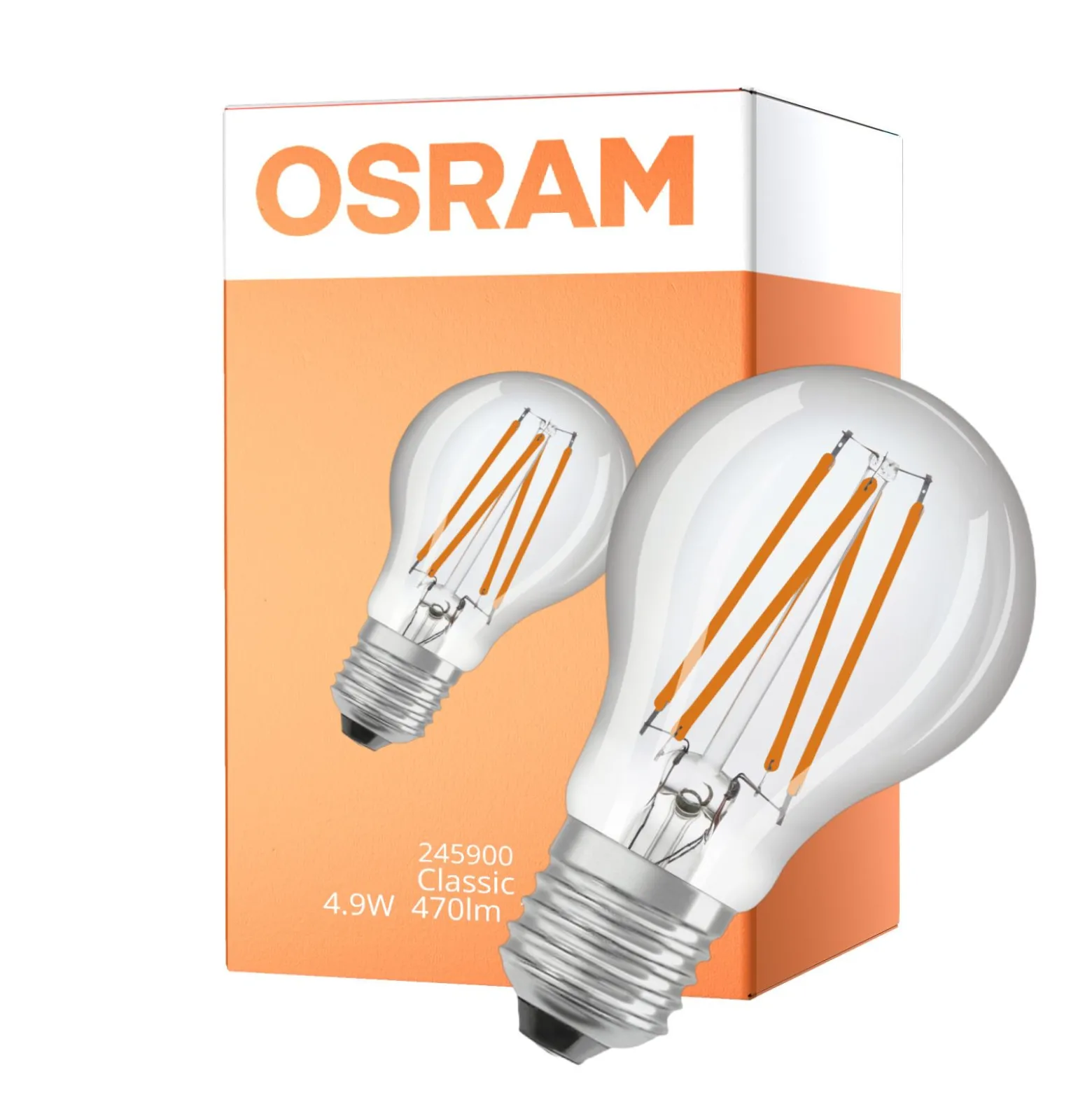 Osram Led Star Classic LED E27 Päron Filament Klar 4.9W 470lm - 827 Extra Varm Vit | Ljussensor