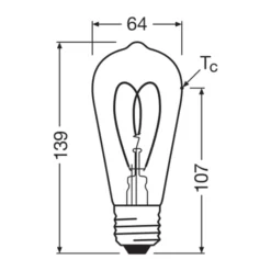 Osram Vintage 1906 LED E27 Edison Filament Guld 4.9W 470lm - 922 Extra Varm Vit | Bästa Färgåtergivning - Dimbar - Ersättare 40W