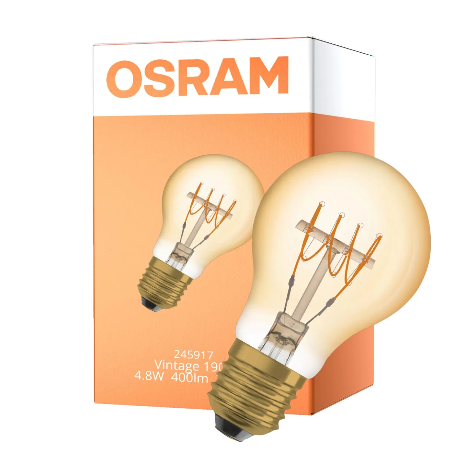 Osram Vintage 1906 LED E27 Pear Filament Gold 4.8W 400lm - 822 Extra Warm White | Dimmable