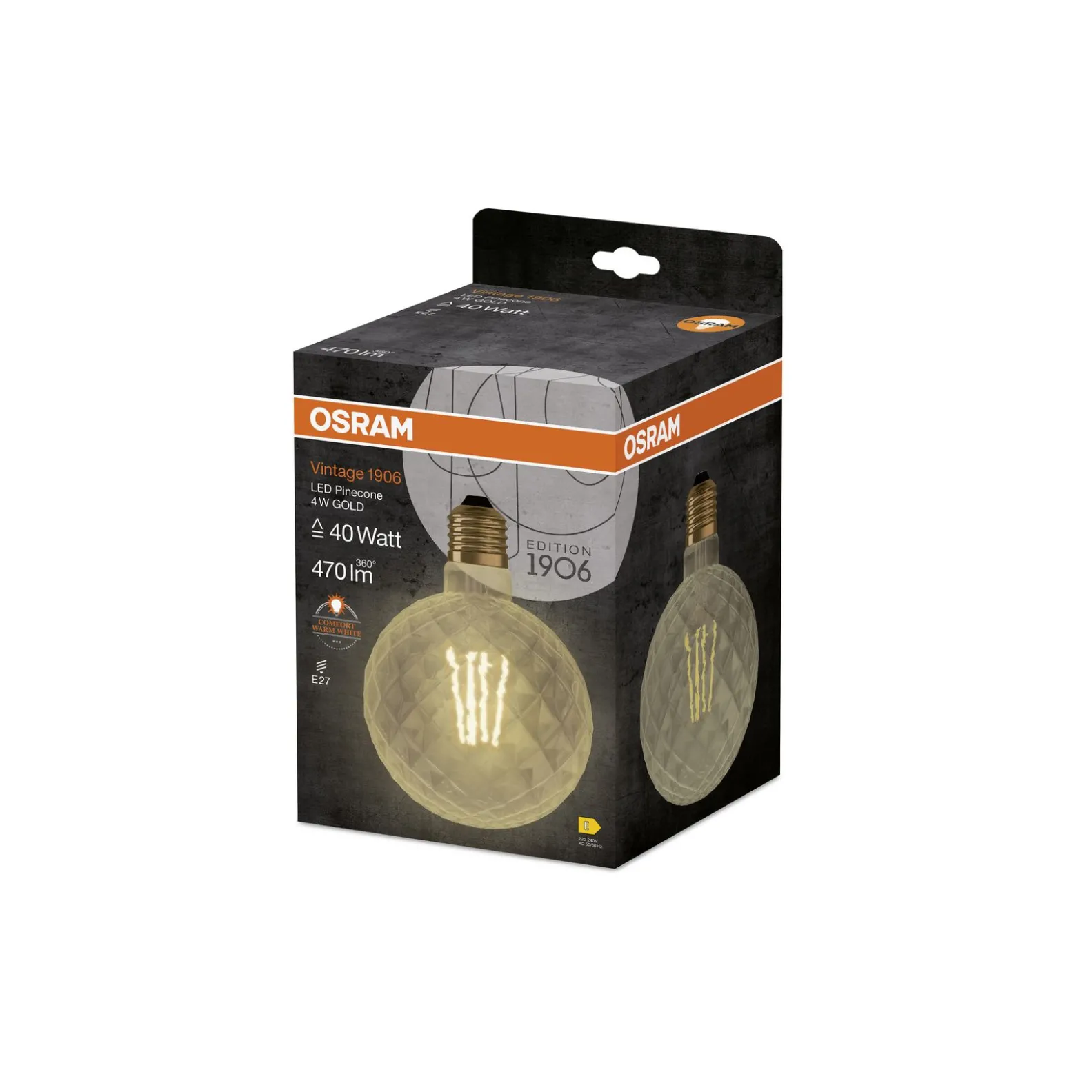 Osram Vintage 1906 LED E27 Pine Filament Guld 4.5W 470lm - 825 Extra Varm Vit | Ersättare 40W