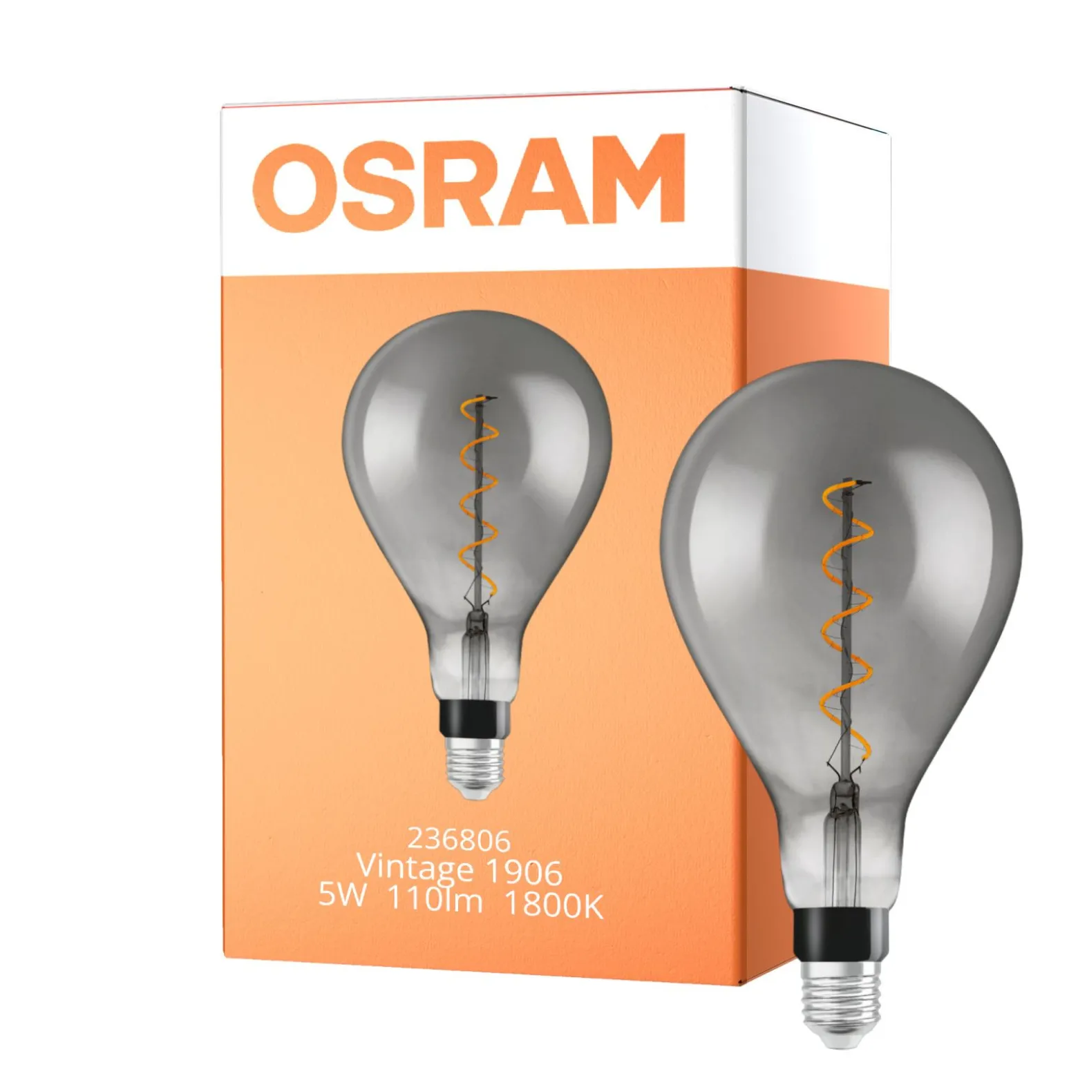 Osram Vintage 1906 LED E27 Päron Filament Smoke 5W 110lm - 818 Extra Varm Vit | Ersättare 15W