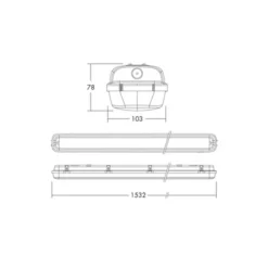 THORNeco LED Allmänbruksarmatur Vattentät Julie 55W 6300lm - 840 Kallvit | 150cm - 3 Timmar Nödbelysning