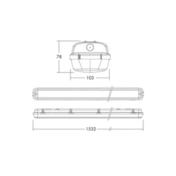 THORNeco LED Allmänbruksarmatur Vattentät Julie 55W 6300lm - 840 Kallvit | 150cm - Easy Connect