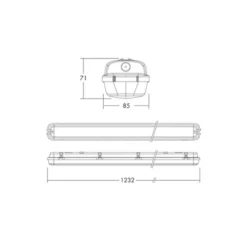 THORNeco LED Allmänbruksarmatur Vattentät Julie 38W 4200lm - 840 Kallvit | 120cm - 3 Timmar Nödbelysning