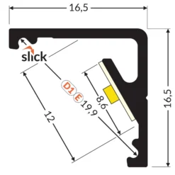Topmet LED Profil CABI12 E slide - 1m - Complete set - Aluminium raw alu.